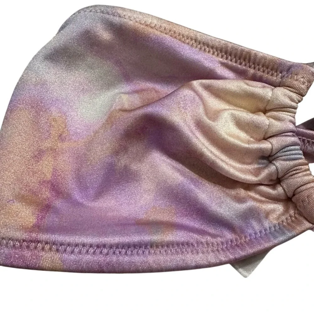 Victoria's Secret The Wave Bikini Set Purple Tie Dye Halter Top Crinkle Bottom M